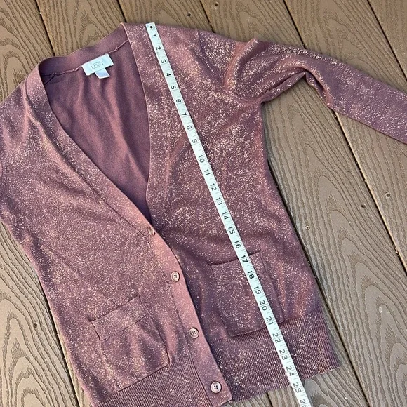 LOFT Brown/gold flecks Knit Cardigan Sweater S XS - Picture 9 of 9